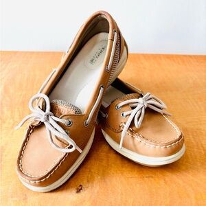Sperry Women’s Topsider Angelfish Boat Shoe, Tan Leather, Size 6.5